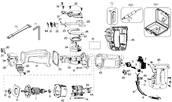 Page A Diagram and Parts List for 3103 Type 101 Black and Decker Reciprocating Saw